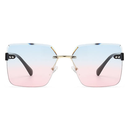 Oversized Square Frame Hipster Rimless Sunglasses