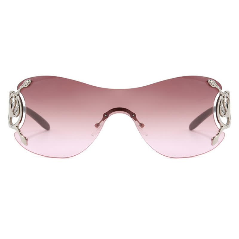 Snake Design Temples One-piece Rimless Y2K Sunglasses