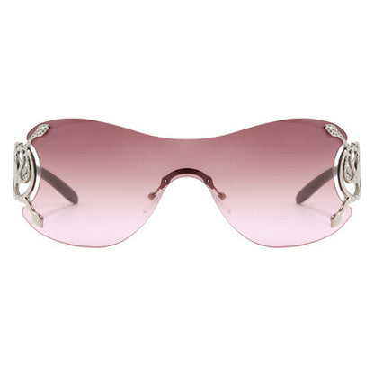 Snake Design Temples One-piece Rimless Y2K Sunglasses