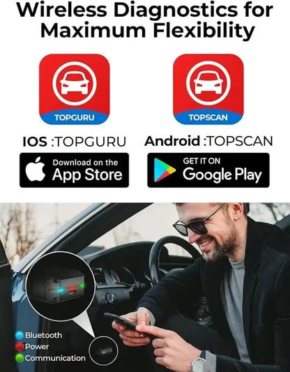 TopScan OBD2 Scanner Bluetooth Wireless Full System Diagnostic Tool