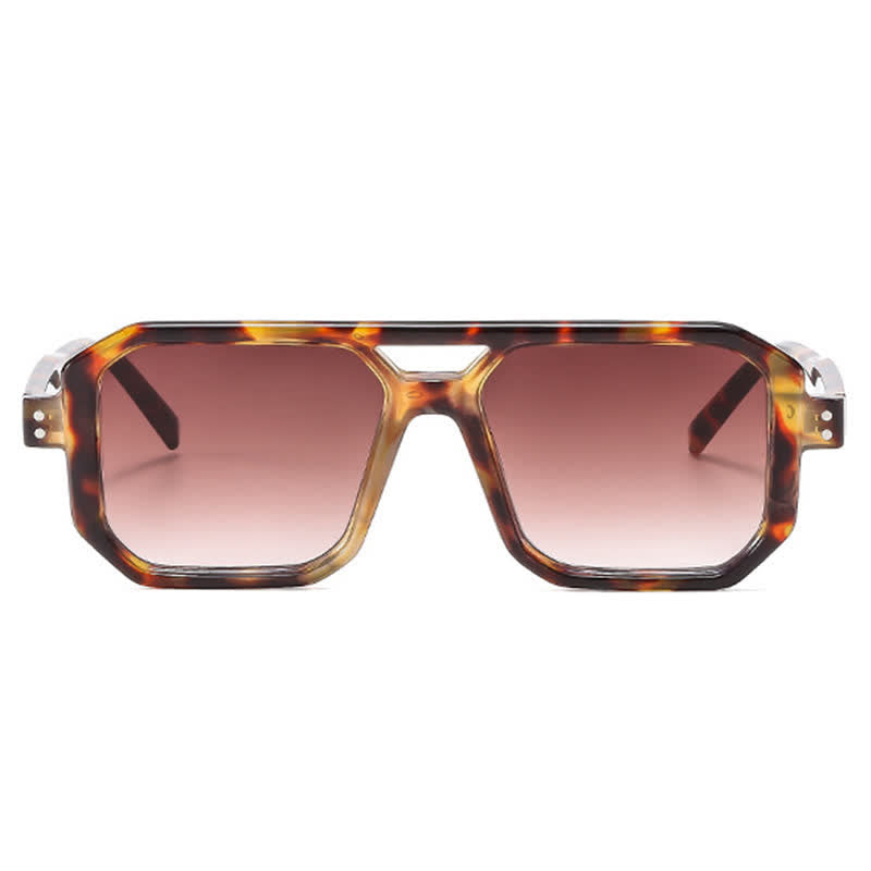 Trendy Square Frame Double Bridges Sunglasses