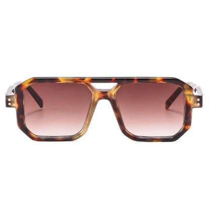 Trendy Square Frame Double Bridges Sunglasses
