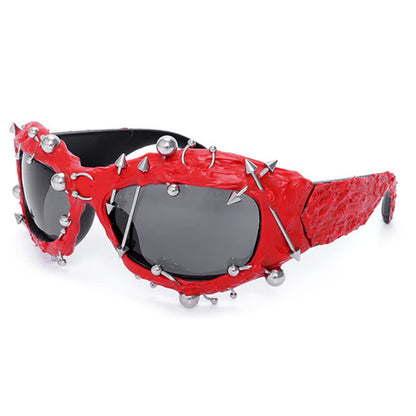 CyberPunk Style Irregular Shaped Rivet Decor Sunglasses for Party