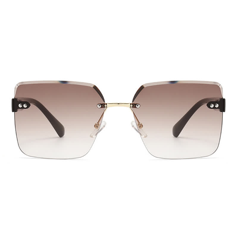 Oversized Square Frame Hipster Rimless Sunglasses