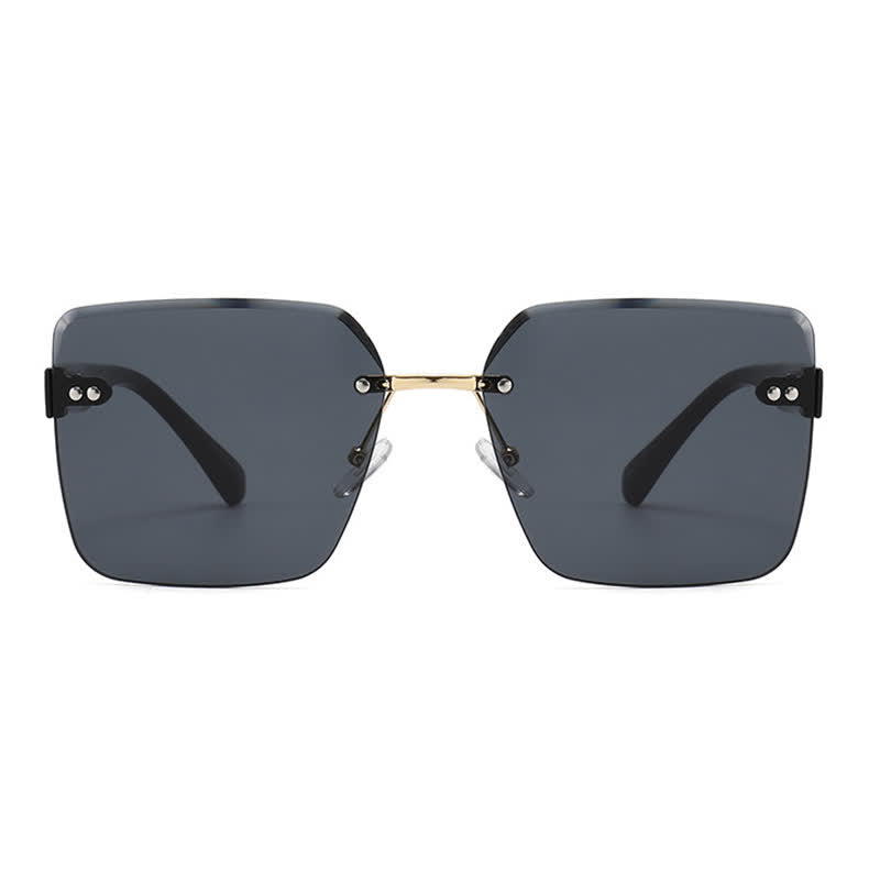 Oversized Square Frame Hipster Rimless Sunglasses