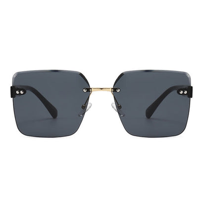 Oversized Square Frame Hipster Rimless Sunglasses