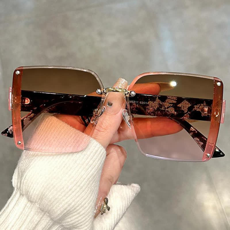 Square Frame Oversized Rimless Sunglasses