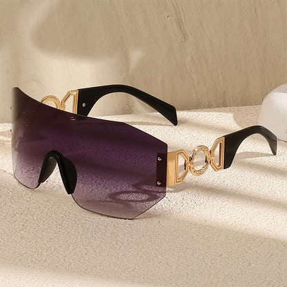 One-piece Rimless Oversized Tined Sunglasses