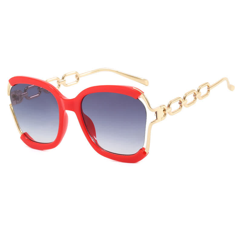 Fashion Square Chain Temples Oversized Sunglasses