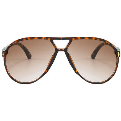 Double Bridges 'T' Design Oversized Frame Hipster Aviator Sunglasses