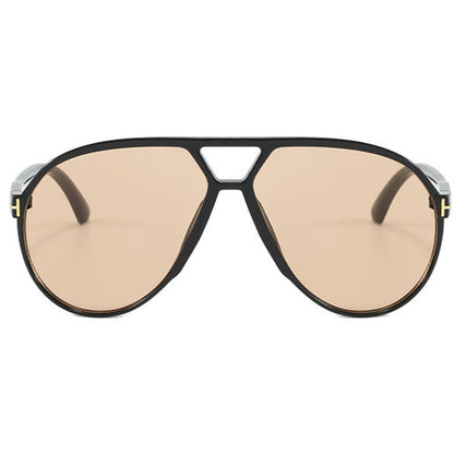 Double Bridges 'T' Design Oversized Frame Hipster Aviator Sunglasses