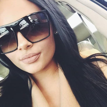 Flat Top Oversized Square Frame Fashion Sunglasses