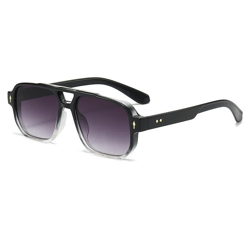 Square Frame Double Bridges Vintage Arrow Sunglasses