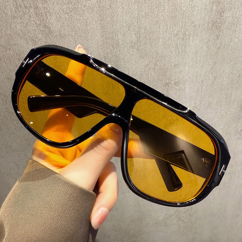 'T' Design Oversized Aviator Sunglasses