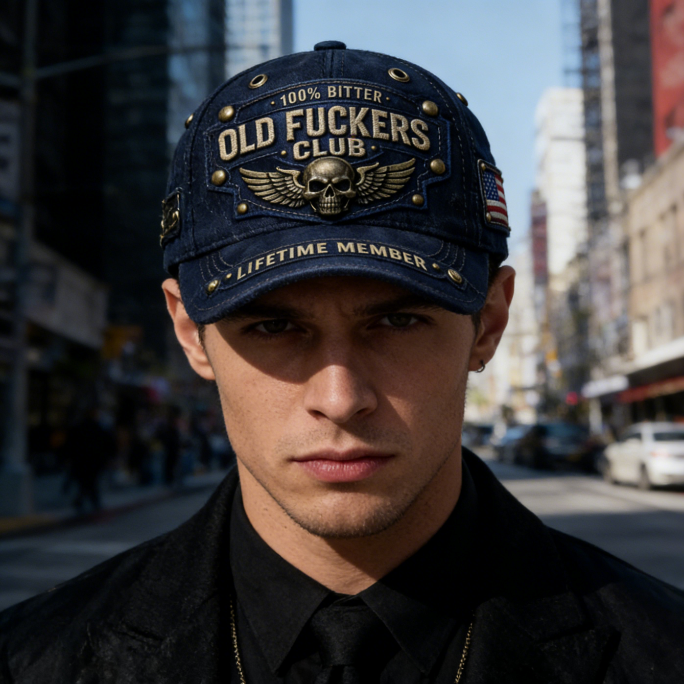 Vintage Distressed Baseball Cap - "Old Fuckers Club" Hat