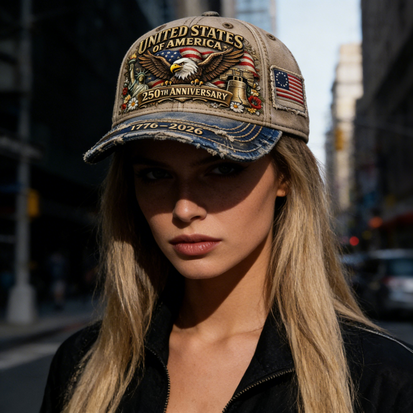 Vintage Distressed Baseball Cap – US 250th Anniversary Patriotic Icon Hat