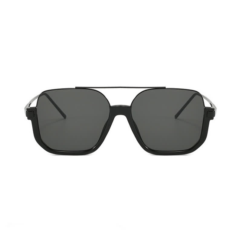 Unisex Double Bridges Square Frame Semi-Rimless Sunglasses