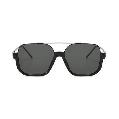 Unisex Double Bridges Square Frame Semi-Rimless Sunglasses