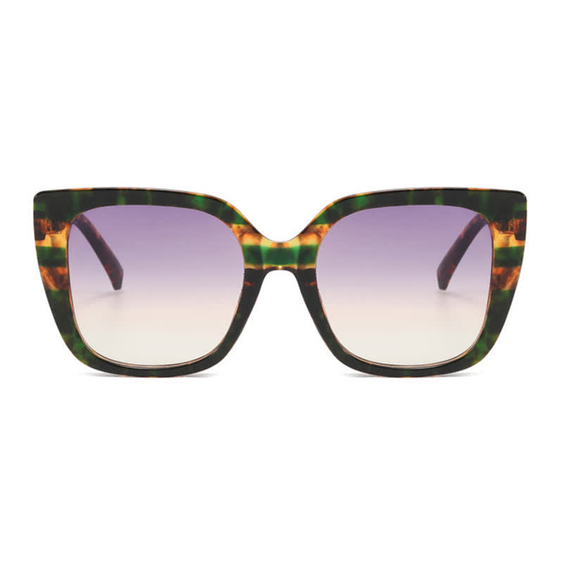 Leopard Pattern Square Frame Oversized Sunglasses