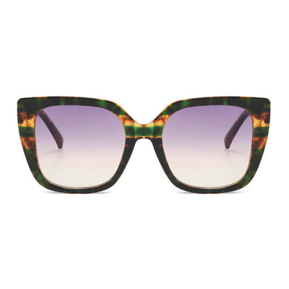 Leopard Pattern Square Frame Oversized Sunglasses