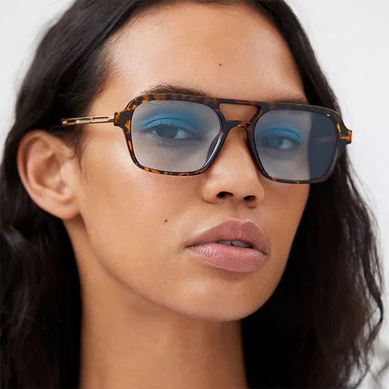 Double Bridges Retro Aviator Sunglasses