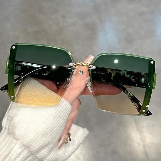 Square Frame Oversized Rimless Sunglasses