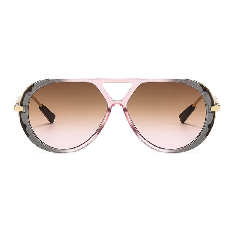 Double Bridges Tortoiseshell Oval Frame Sunglasses