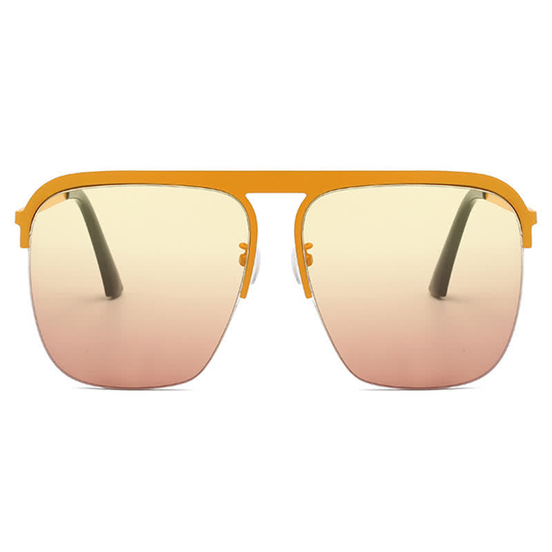 Square Frame Semi-Rimless Oversized Sunglasses