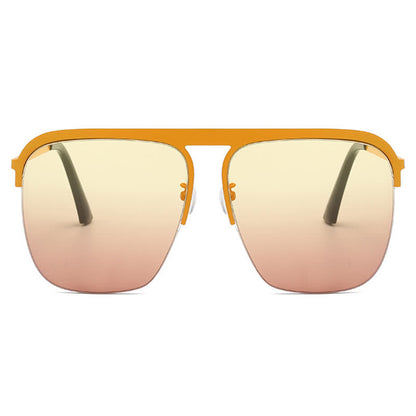 Square Frame Semi-Rimless Oversized Sunglasses