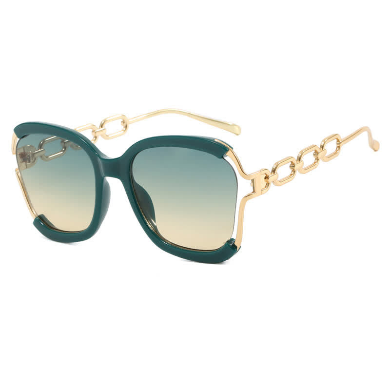 Fashion Square Chain Temples Oversized Sunglasses