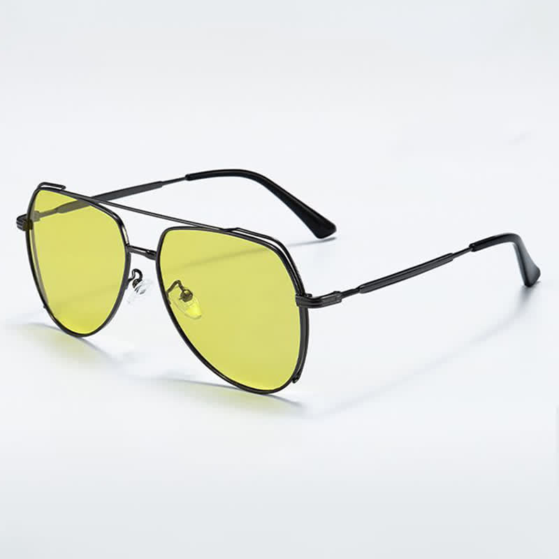 Polarized Photochromic Double Bridges Aviator Sunglasses for Driving