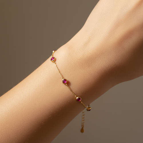 Round Ruby Bezel Bracelet