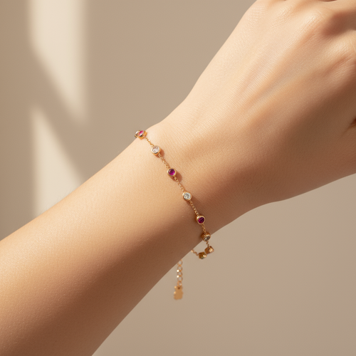 Ruby Yellow Diamond Bezel Bracelet