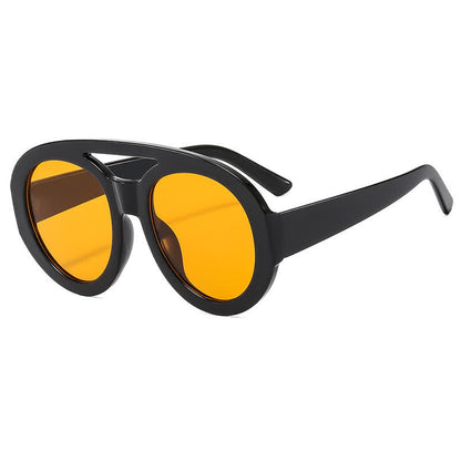 Round Frame Double Bridges Oversized Aviator Sunglasses