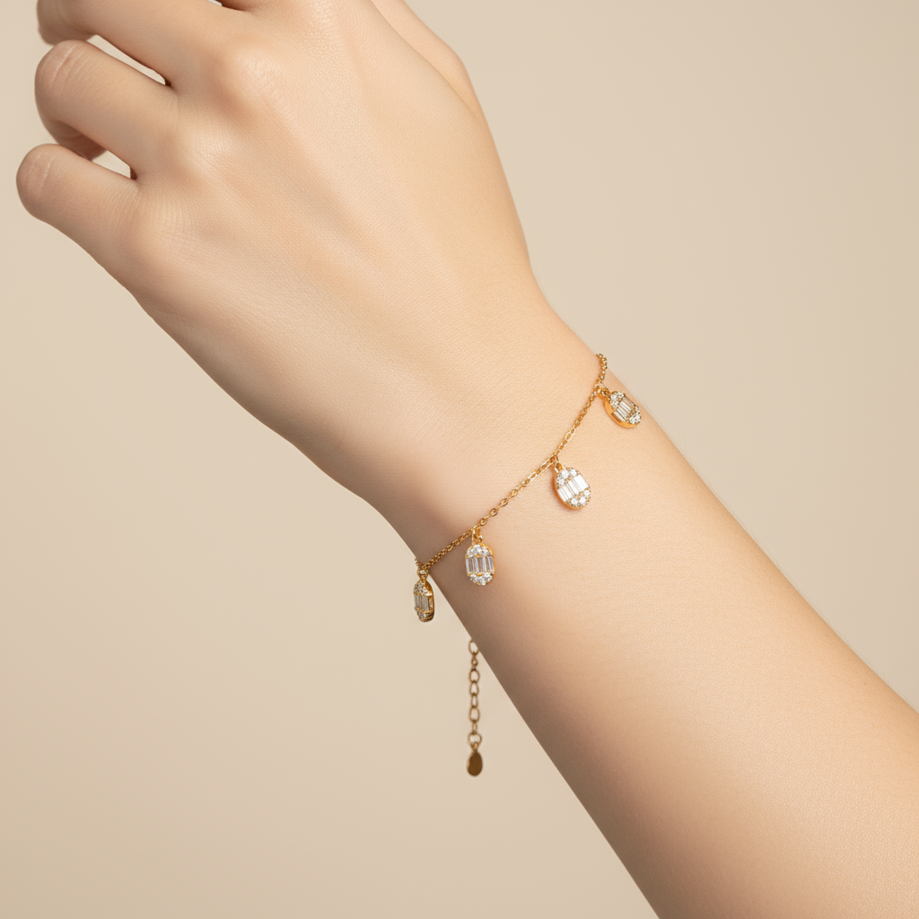 Oval Baguette Charm Bracelet