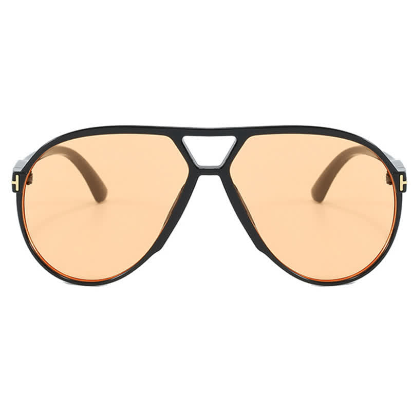 Double Bridges 'T' Design Oversized Frame Hipster Aviator Sunglasses