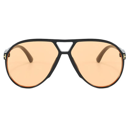 Double Bridges 'T' Design Oversized Frame Hipster Aviator Sunglasses