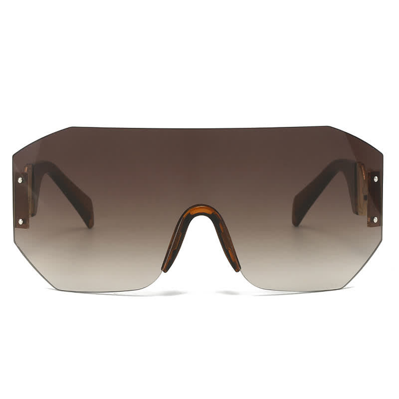 One-piece Rimless Oversized Tined Sunglasses