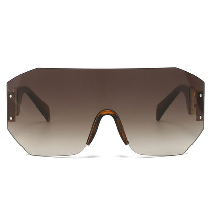 One-piece Rimless Oversized Tined Sunglasses