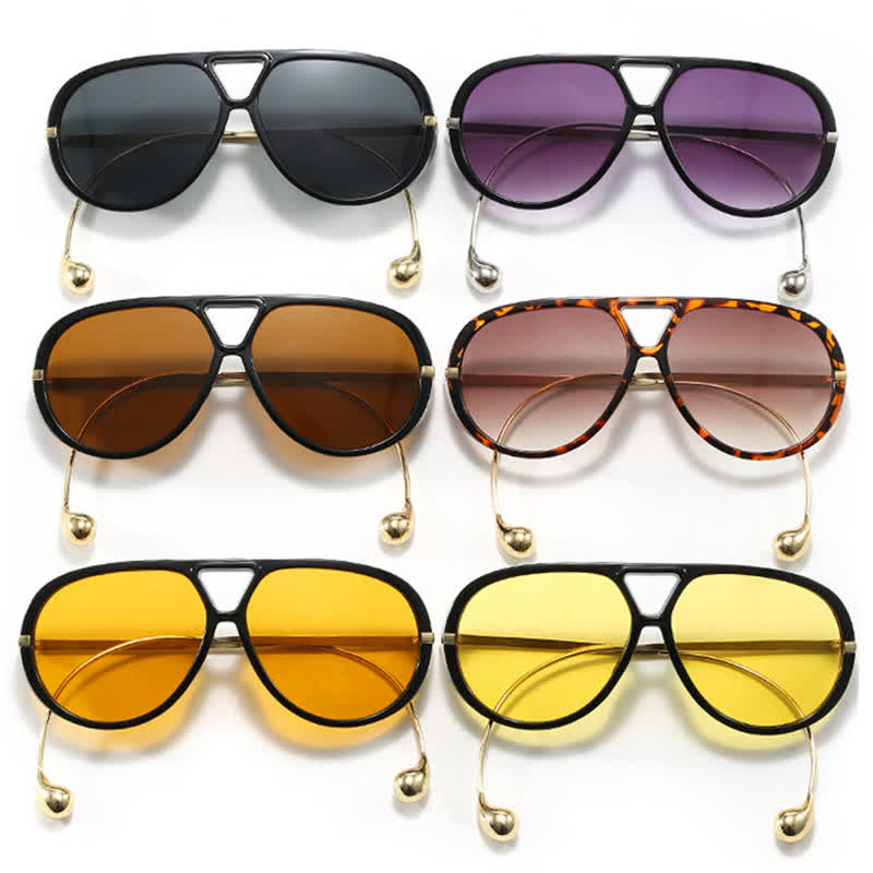 Double Bridges Metal Temples Aviator Sunglasses