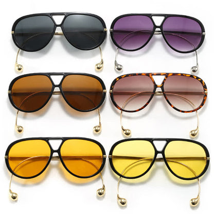 Double Bridges Metal Temples Aviator Sunglasses