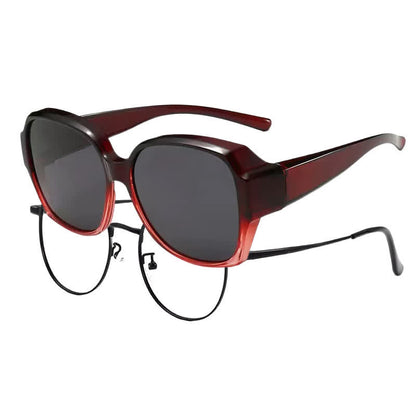 Square Frame Polarized Driving Sunglasses Fit Over Glasses for Nearsighted People