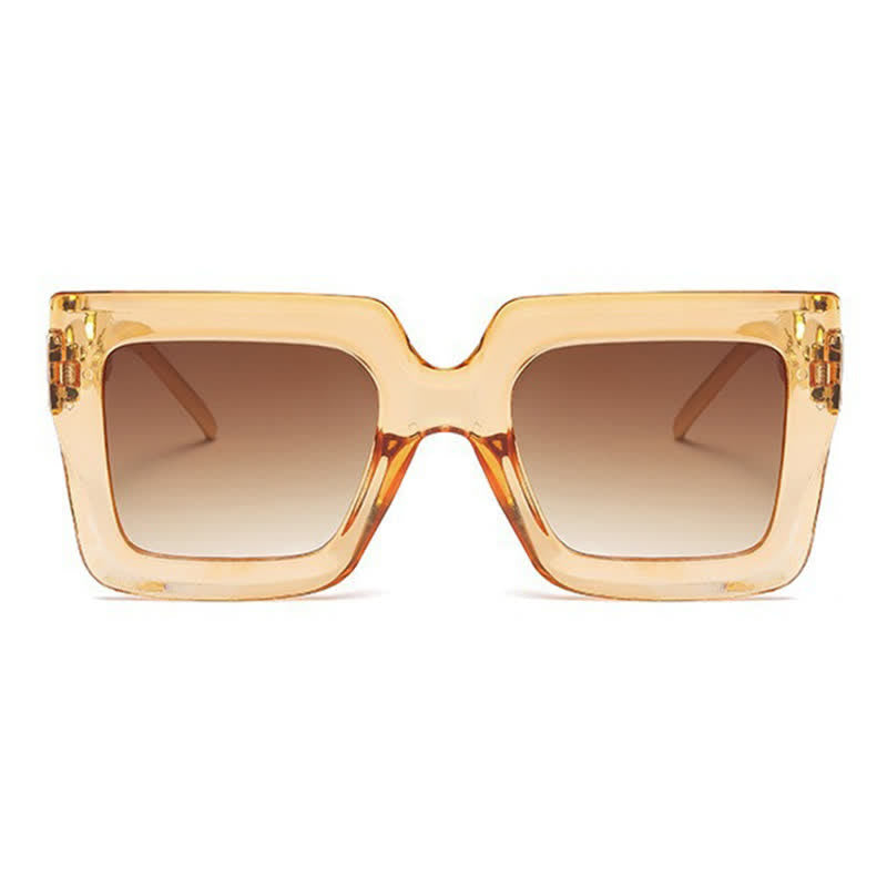 Square Oversized Frame Chain Temples Hipster Sunglasses