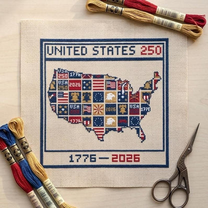 🔥Last Day 49% OFF -  US America 250 Years Independence Day Cross Stitch Diy Kit🧵