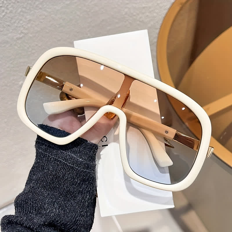 Flat Top Double Bridges Oversized Trendy Aviator Sunglasses