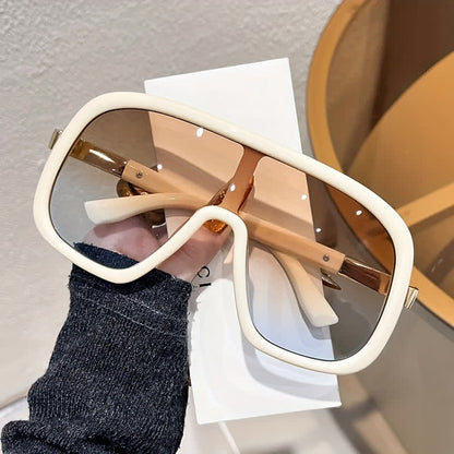 Flat Top Double Bridges Oversized Trendy Aviator Sunglasses