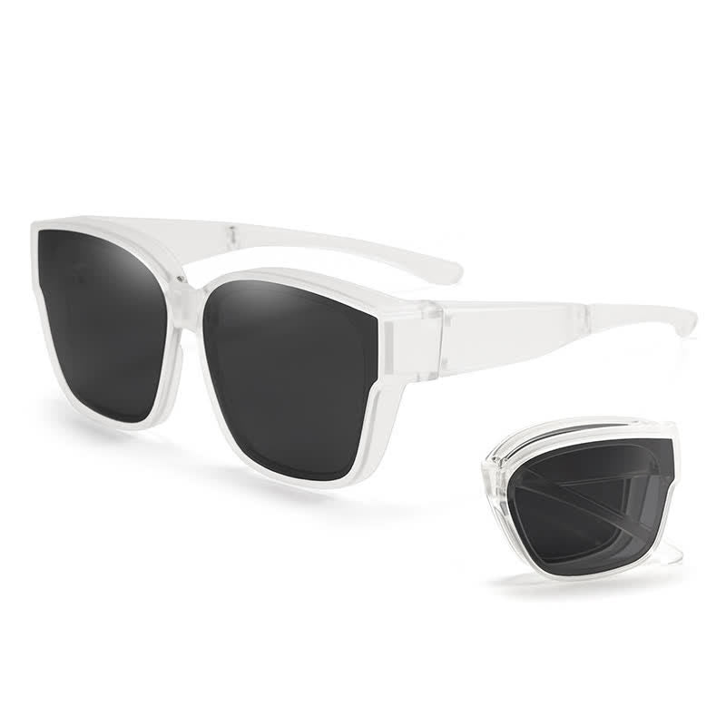 Fit Over Glasses Square Frame Foldable Polarized Sunglasses for Women Men