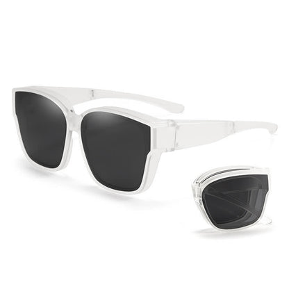 Fit Over Glasses Square Frame Foldable Polarized Sunglasses for Women Men