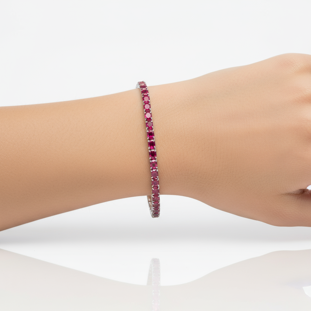 Round Ruby Tennis Bracelet