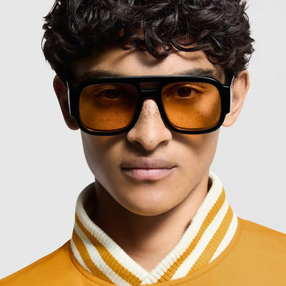 Square Frame Double Bridges Classic Thick Sunglasses